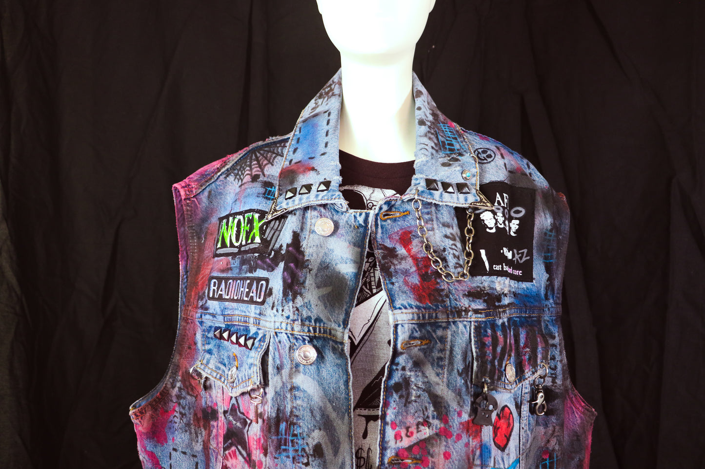 Custom Punk Rock Jean Vest- NOFX + Radiohead