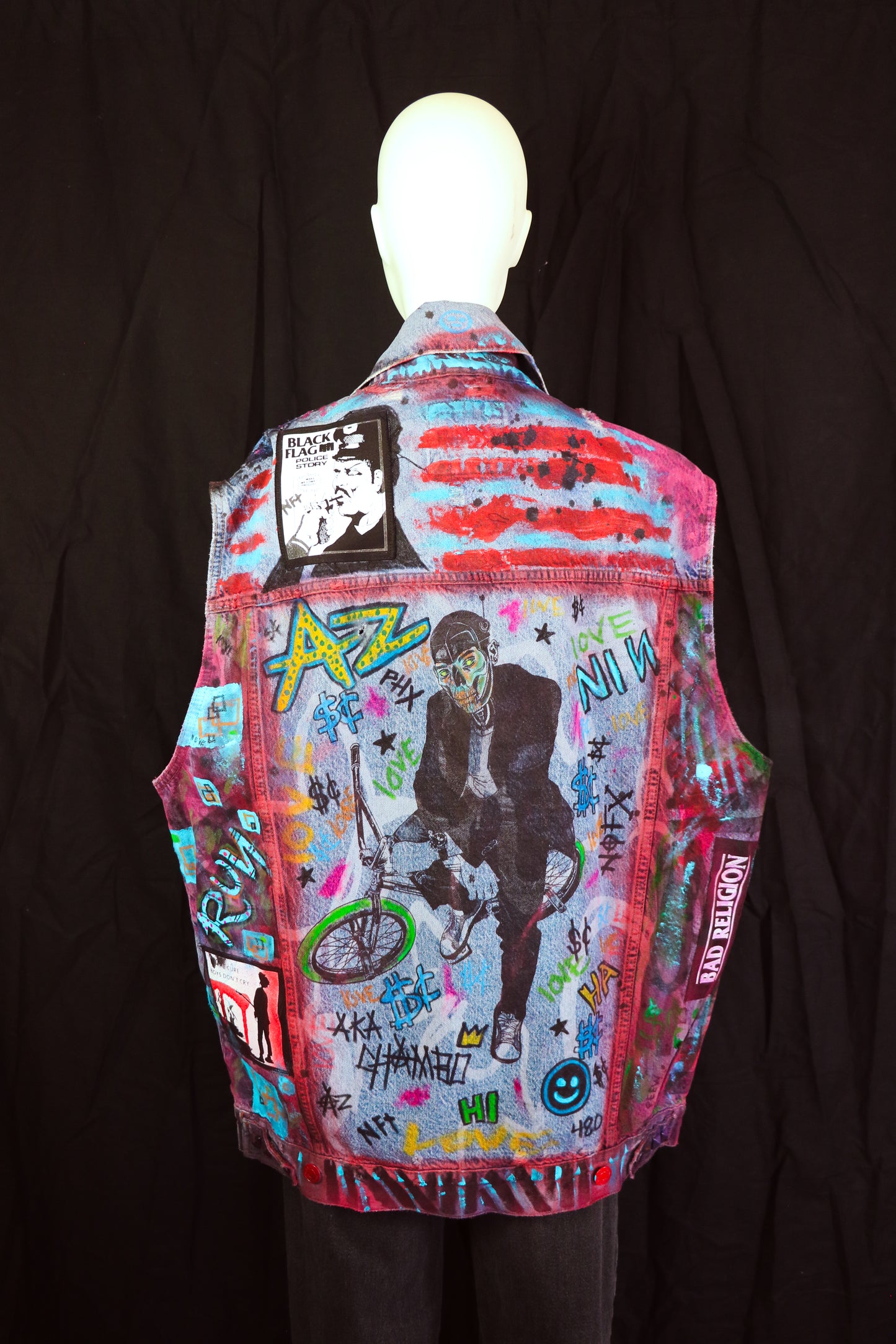 Custom Punk Rock Jean Vest- NOFX + Radiohead