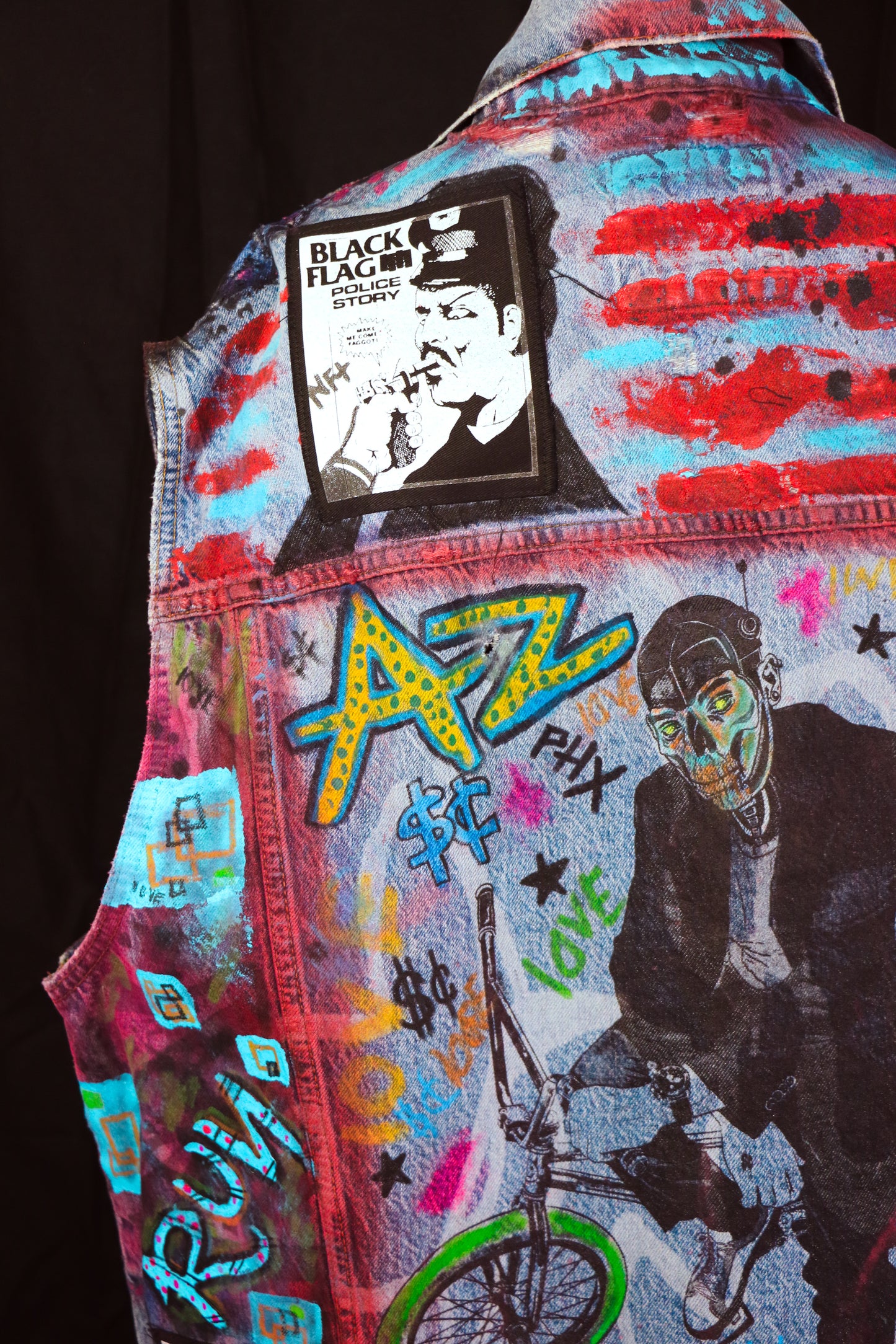 Custom Punk Rock Jean Vest- NOFX + Radiohead