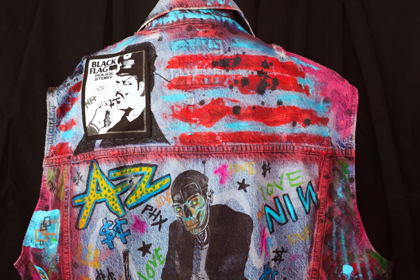 Custom Punk Rock Jean Vest- NOFX + Radiohead